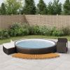 Spa Surround Black Poly Rattan and Solid Wood Acacia