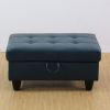 Peacock Blue Semi PU Synthetic Leather Storage Ottoman