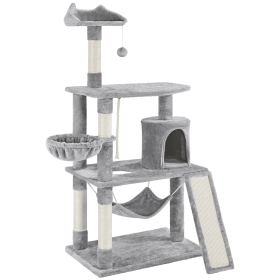 63.5''H Multi Level Cat Tree Condo with Scratching Post, Light Gray