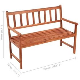 Patio Bench with Cushion 47.2" Solid Acacia Wood