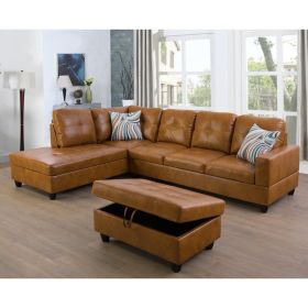 Turmeric Semi Semi PU Synthetic Leather 3-Piece Couch Living Room Sofa Set A