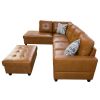 Turmeric Semi Semi PU Synthetic Leather 3-Piece Couch Living Room Sofa Set A
