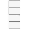 Interior Door Black 32.7"x79.3" Tempered Glass&Aluminum Slim