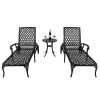 193*64.5*93cm Backrest Adjustable Courtyard Cast Aluminum Lying Bed Black