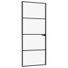 Interior Door Black 32.7"x79.3" Tempered Glass&Aluminum Slim