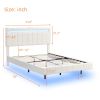Full Size Floating Bed Frame with LED Lights and USB Charging,Modern Upholstered Platform LED Bed Frame,White(Full)