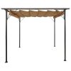Pergola with Retractable Roof Taupe 9.8'x9.8' Steel 0.6 oz/ft²