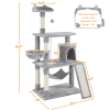63.5''H Multi Level Cat Tree Condo with Scratching Post, Light Gray