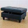 Peacock Blue Semi PU Synthetic Leather Storage Ottoman