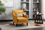 accent armchair living room chair with nailheads and solid wood legs Yellow Linen