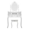 Modern Concise 4-Drawer 360-Degree Rotation Removable Mirror Dresser White(=20407644)