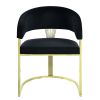 ACME Fallon Side Chair, Black Velvet & Mirrored Gold Finish DN01954