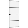 Interior Door Black 32.7"x79.3" Tempered Glass&Aluminum Slim
