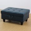 Peacock Blue Semi PU Synthetic Leather Storage Ottoman