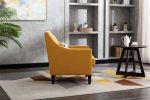 accent armchair living room chair with nailheads and solid wood legs Yellow Linen