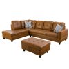 Turmeric Semi Semi PU Synthetic Leather 3-Piece Couch Living Room Sofa Set A