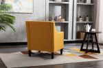 accent armchair living room chair with nailheads and solid wood legs Yellow Linen