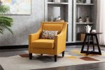 accent armchair living room chair with nailheads and solid wood legs Yellow Linen