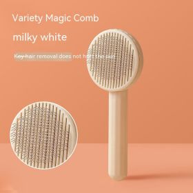 Plastic Stainless Steel Pet Comb Hair Removal Dog Brush Stainless Steel (Option: Pear White)