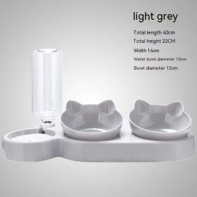 Plastic Double Bowl Anti Roll Pet Products For Cats (Option: Three Bowls Light Gray)