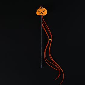 Halloween Cat Teaser Stick Cartoon Plush Spider Pumpkin Bat Tassel Sound Interactive Pet Toy (Option: Tassel Pumpkin Cat Teaser)