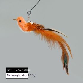 Simulation Bird Steel Wire Long Brush Holder Cat Teaser Feather Replacement Head Cat Toy (Option: Orange Bird)