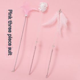 Toy Cat Wand Set Feather Bell (Color: Pink)
