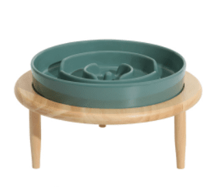 Pet Slow Food Ceramic Neck Protection Bowl (Option: 21cm-Bowl With Rack Dark Green)
