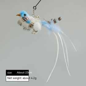 Simulation Bird Steel Wire Long Brush Holder Cat Teaser Feather Replacement Head Cat Toy (Option: Blue Flowers And Birds)