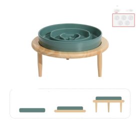 Pet Slow Food Ceramic Neck Protection Bowl (Option: 15.5CM-Bowl With Rack Dark Green)