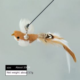 Simulation Bird Steel Wire Long Brush Holder Cat Teaser Feather Replacement Head Cat Toy (Option: Coffee Color Flying Bird)