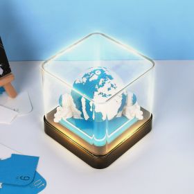Earth Calendar Light Panoramic 3d Three-dimensional Creativity Paper Carving Desk Calendar Sticky Notes (Option: Earth Blue Light)