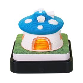 Earth Calendar Light Panoramic 3d Three-dimensional Creativity Paper Carving Desk Calendar Sticky Notes (Option: Mushroom Blue)