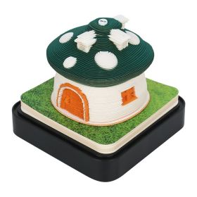 Earth Calendar Light Panoramic 3d Three-dimensional Creativity Paper Carving Desk Calendar Sticky Notes (Option: Mushroom Green)