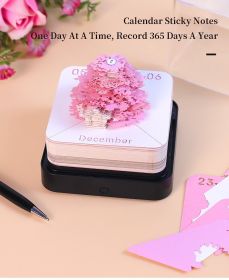 Earth Calendar Light Panoramic 3d Three-dimensional Creativity Paper Carving Desk Calendar Sticky Notes (Option: Tree House Pink Lamp)