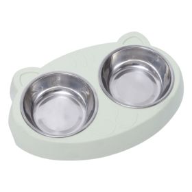 Pet Double Bowls, Stainless Steel Pet Food Bowl Water Bowl With No Spill Plastic Stand, Pet Feeding And Drinking Bowl For Indoor Cats And Dogs (Color: Green)