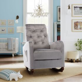 Baby Room High Back Rocking Chair Nursery Chair , Comfortable Rocker Fabric Padded Seat ,Modern High Back Armchair (Color: As pic)