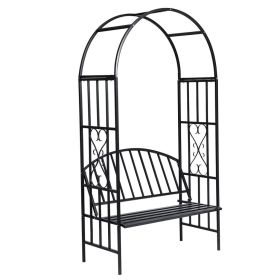 Garden Rose Arch with Bench (Color: Black)