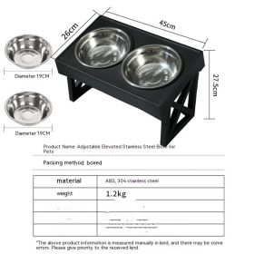 Pet Adjustable Elevated Stainless Steel Vertical Anti-choke Slow Food Dog Bowl (Option: Adjustable Elevated Bowl-Stainless Steel Double Bowl)