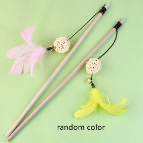 Log Wooden Pole Vine Bal Bell Feather Cat Teaser Stick (Option: Ball)