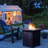 28-Inch Fire Table, 50000 BTU Gas Firepit with Volcanic Stone Black