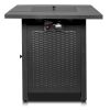 28-Inch Fire Table, 50000 BTU Gas Firepit with Volcanic Stone Black