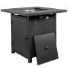 28-Inch Fire Table, 50000 BTU Gas Firepit with Volcanic Stone Black