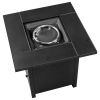 28-Inch Fire Table, 50000 BTU Gas Firepit with Volcanic Stone Black