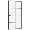 Interior Door Black 40.2" x 79.3" Tempered Glass&Aluminum Slim