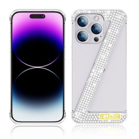 15Promax Phone Case Metal 14 Drop Protective Case Diamond (Option: Silver-IPhone15Pro)