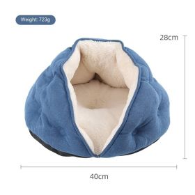 Pet Short Plush Shell Dumpling Nest Fleece Warm (Option: Dumpling Style Blue)