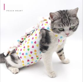 Pet Cat Neutering Weaning Clothes Breathable (Option: Color Peach Heart-S)