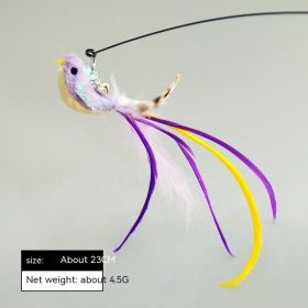 Simulation Bird Steel Wire Long Brush Holder Cat Teaser Feather Replacement Head Cat Toy (Option: Purple Bird)