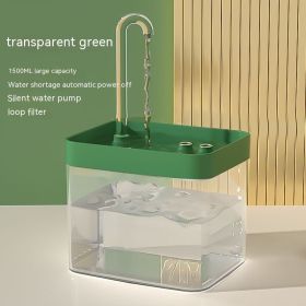 Cat Automatic Circulation Flow Mute Water Fountain Mouth Wet-proof Drinking Water Apparatus (Option: Transparent Green-USBAnti Dry Burning)